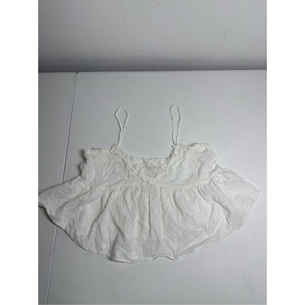 Zara Women’s Bohemian Bodydoll Cotton Embroidered Top Size L Spaghetti Straps